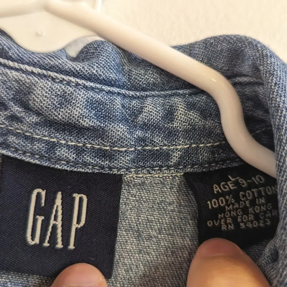 Vtg Gap Kids Button Down Denim Sz 9-10